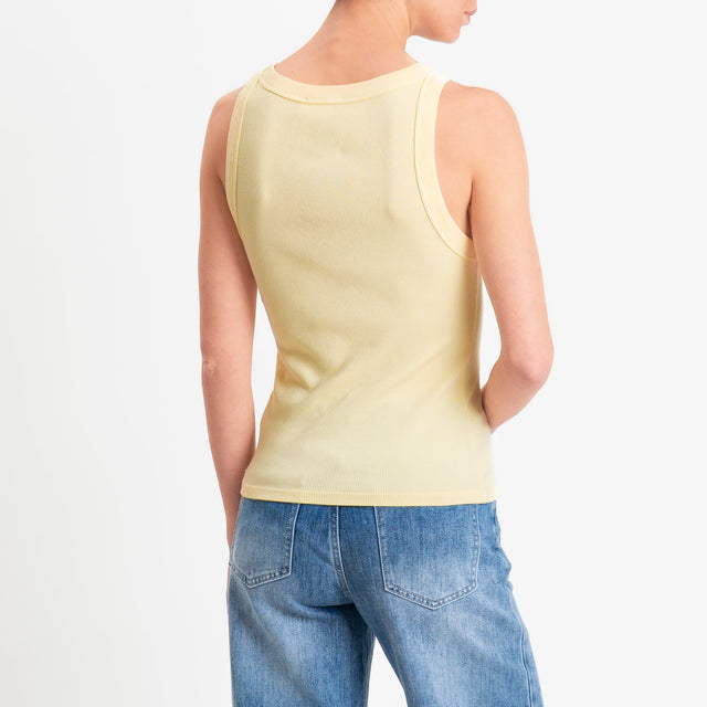 Vicolo-Top scollo v a costine - yellow