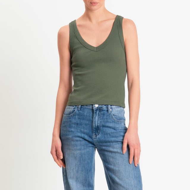Vicolo-Top scollo v a costine - militare