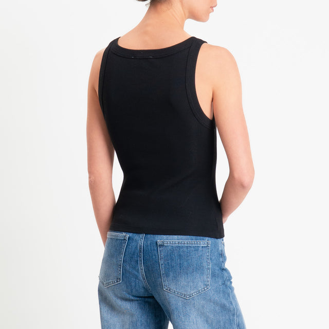 Vicolo-Top scollo v a costine - nero