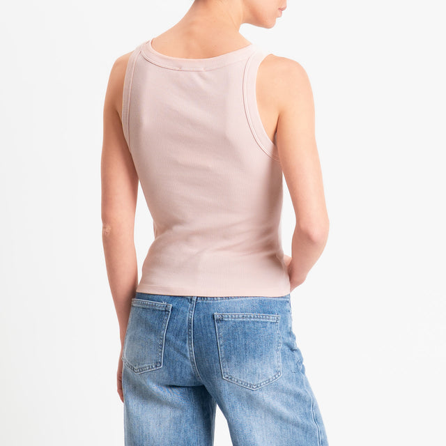 Vicolo-Top scollo v a costine - light pink