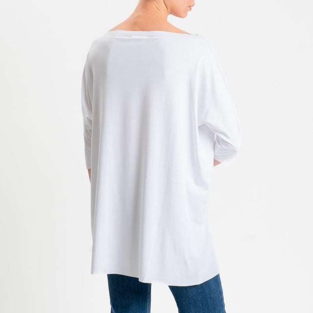 Vicolo-T-shirt over taglio vivo in jersey - bianco