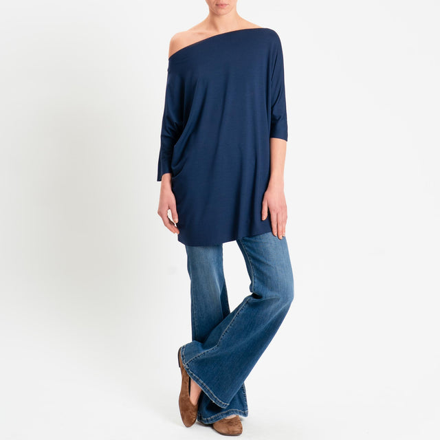 Vicolo-T-shirt over taglio vivo in jersey - blu