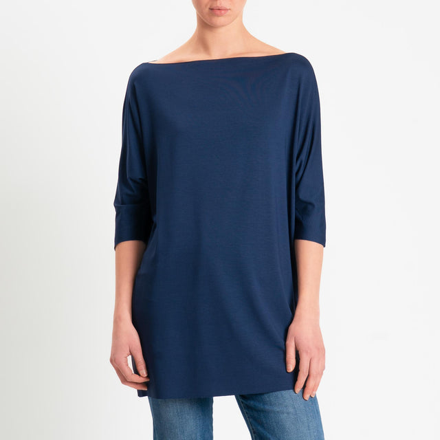 Vicolo-T-shirt over taglio vivo in jersey - blu