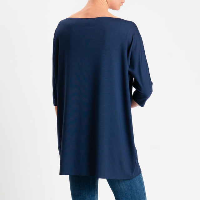 Vicolo-T-shirt over taglio vivo in jersey - blu