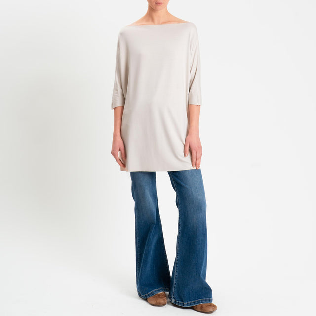 Vicolo-T-shirt over taglio vivo in jersey - taupe