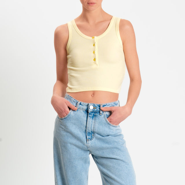 Vicolo-Canotta crop con bottoni - yellow
