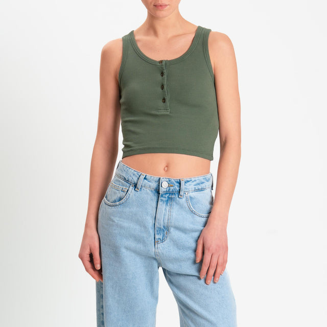 Vicolo-Canotta crop con bottoni - militare