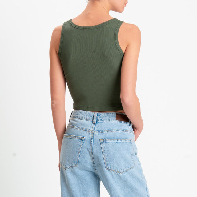 Vicolo-Canotta crop con bottoni - militare