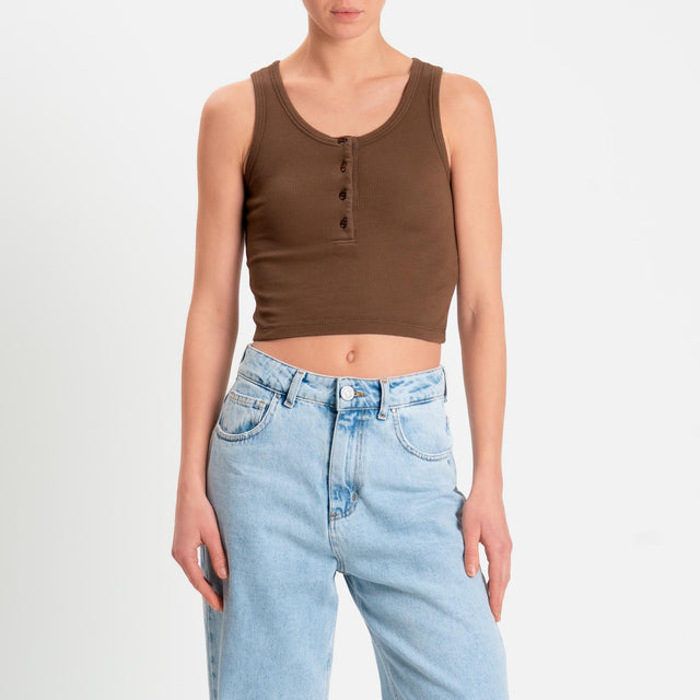 Vicolo-Canotta crop con bottoni - cioccolato