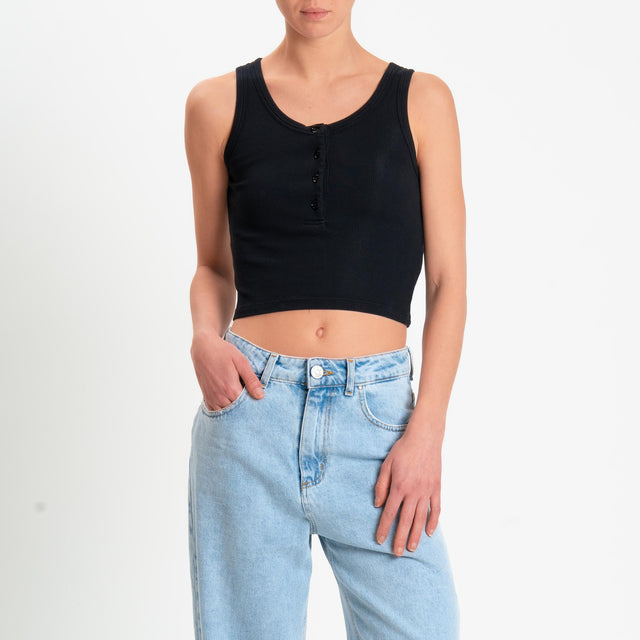 Vicolo-Canotta crop con bottoni - nero