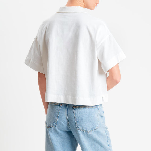 Vicolo-T-shirt collo polo con spacchi laterali - bianco