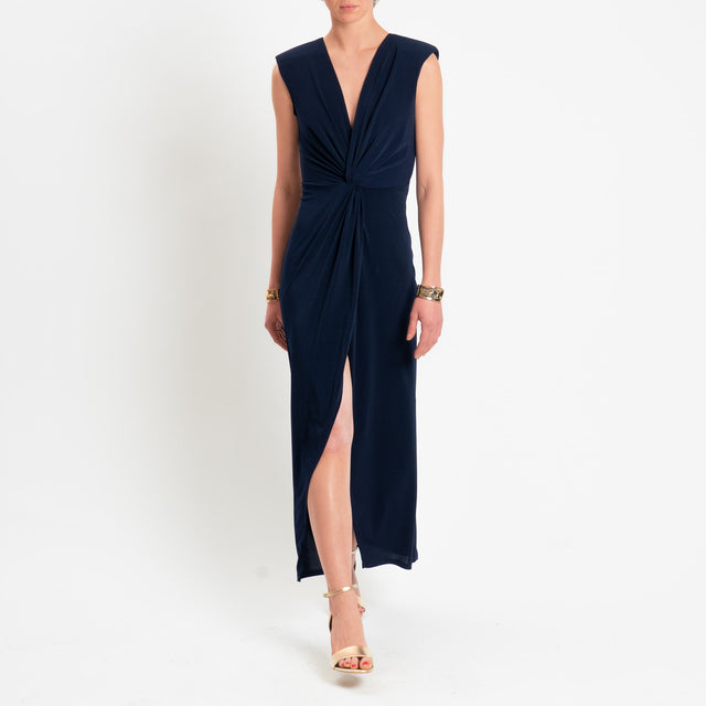 Vicolo-Abito smanicato con spalline scollo v - blu