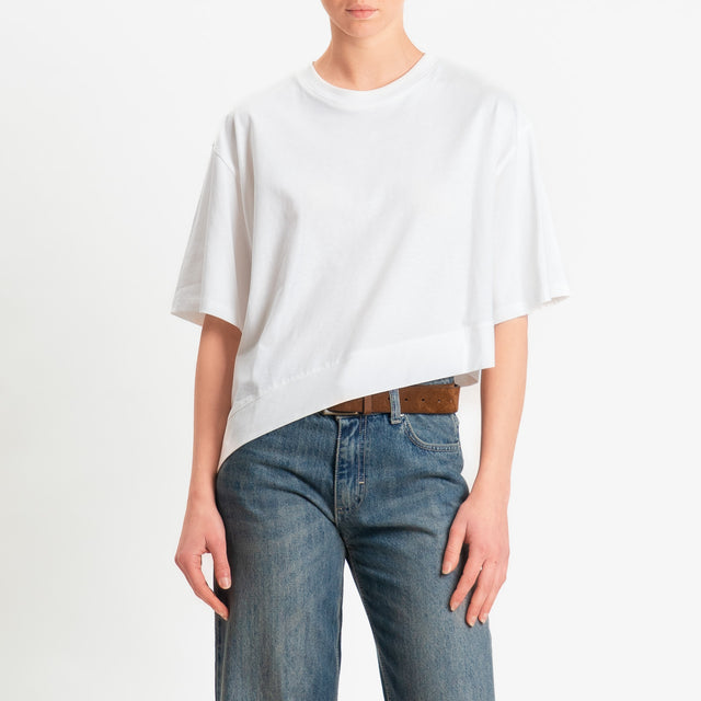 Vicolo-T-shirt girocollo asimmetrica - bianco