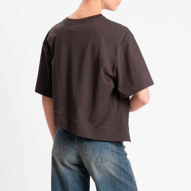 Vicolo-T-shirt girocollo asimmetrica - moro