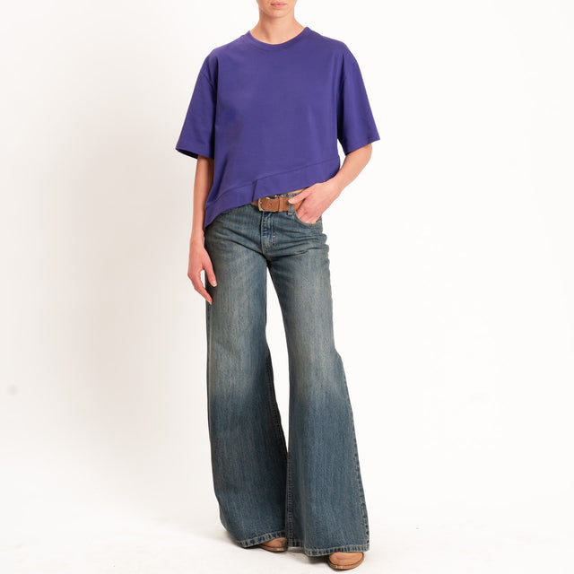 Vicolo-T-shirt girocollo asimmetrica - viola
