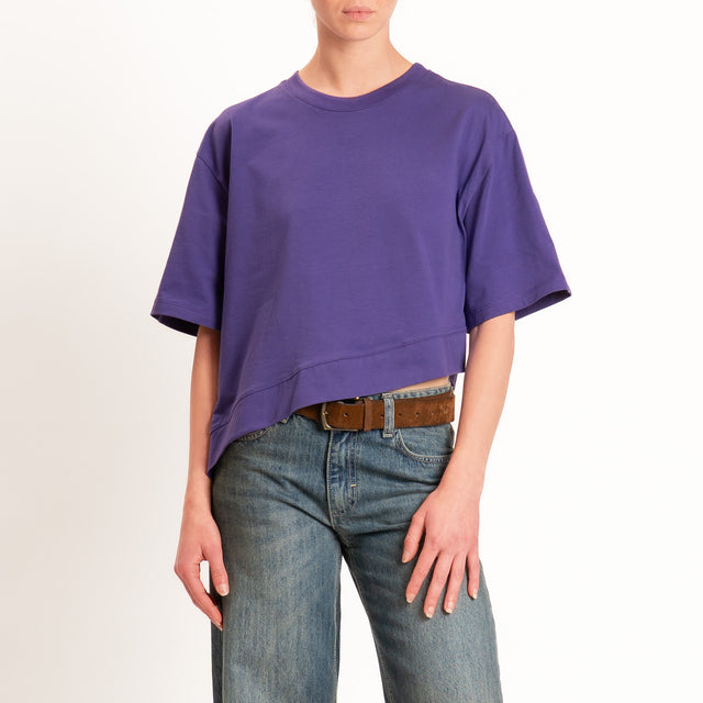 Vicolo-T-shirt girocollo asimmetrica - viola