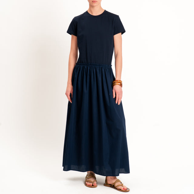 Vicolo-Abito doppio tessuto elastico in vita - blu