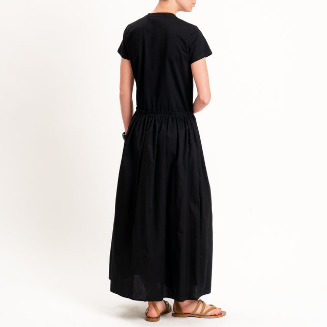 Vicolo-Abito doppio tessuto elastico in vita - nero