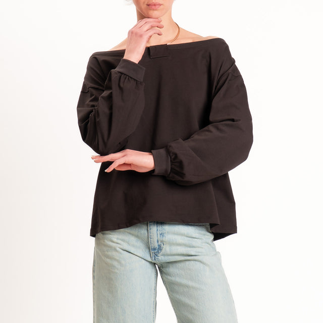Vicolo-T-shirt scatola con dettaglio - moro