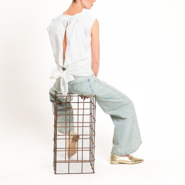 Vicolo-T-shirt scollatura dietro con fiocco - bianco