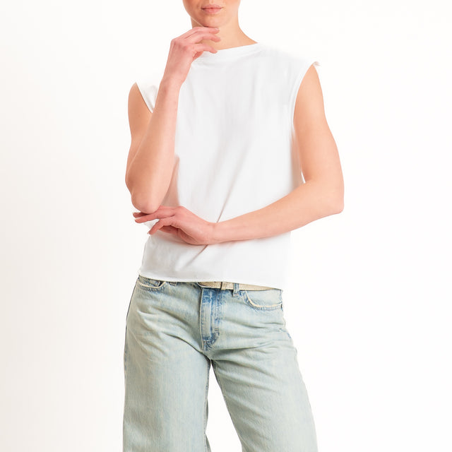 Vicolo-T-shirt scollatura dietro con fiocco - bianco