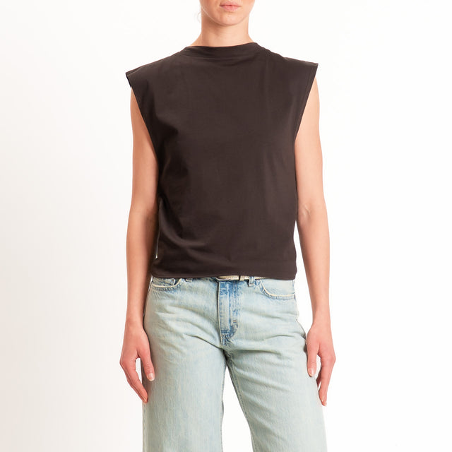 Vicolo-T-shirt scollatura dietro con fiocco - cioccolato