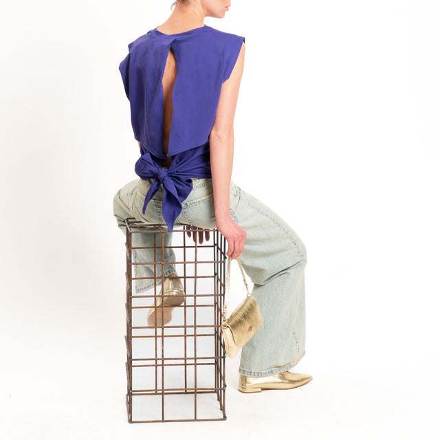 Vicolo-T-shirt scollatura dietro con fiocco - viola