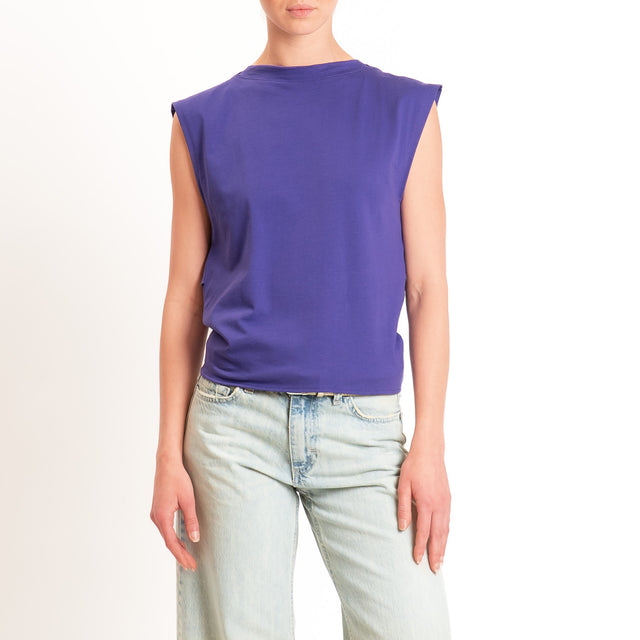 Vicolo-T-shirt scollatura dietro con fiocco - viola