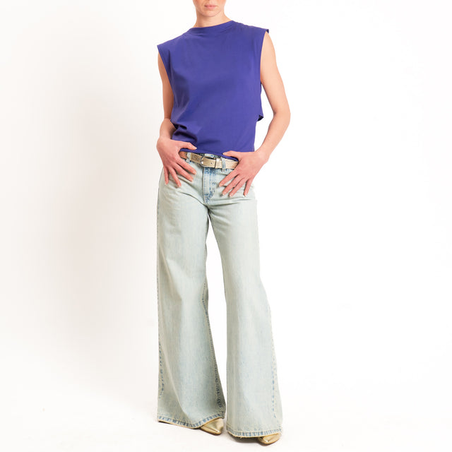 Vicolo-T-shirt scollatura dietro con fiocco - viola