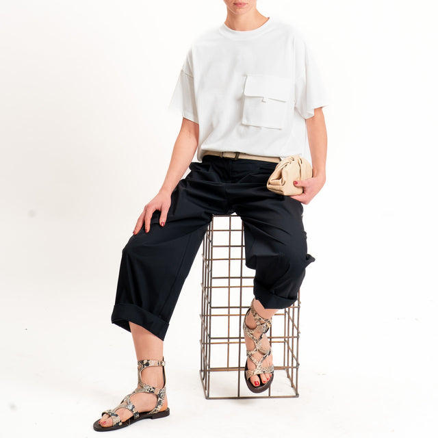 Vicolo-T-shirt girocollo con taschino - bianco