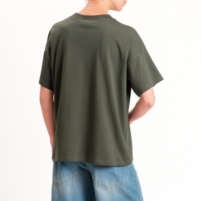 Vicolo-T-shirt girocollo con taschino - militare