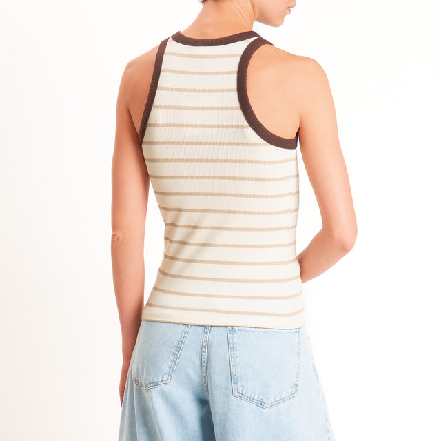 Vicolo-Top a righe a costine - beige/moro/burro