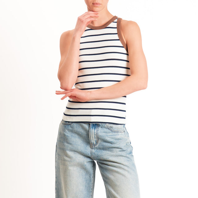 Vicolo-Top a righe a costine - biscotto/ecru/blu