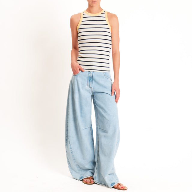 Vicolo-Top a righe a costine - blu/giallo/burro