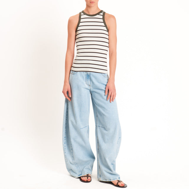 Vicolo-Top a righe a costine - militare/burro/moro