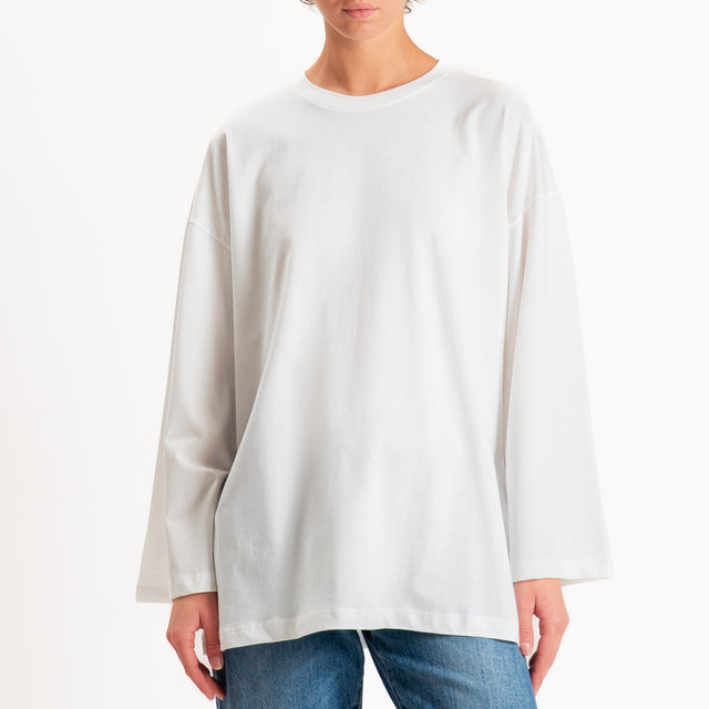 Vicolo-T-shirt oversize manica ampia - latte