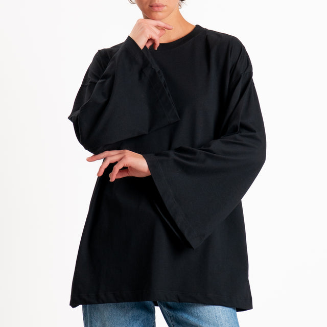 Vicolo-T-shirt oversize manica ampia - nero