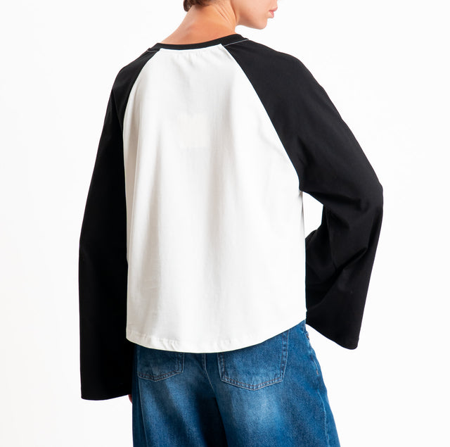 Vicolo-Two-tone T-shirt - white/black