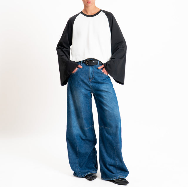 Vicolo-Two-tone T-shirt - white/black