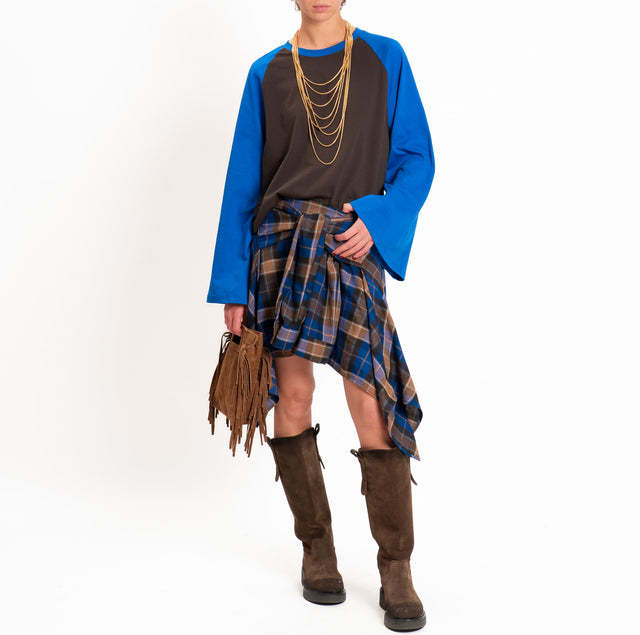 Vicolo-T-shirt bicolore - bluette/moro