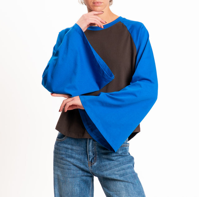 Vicolo-T-shirt bicolore - bluette/moro