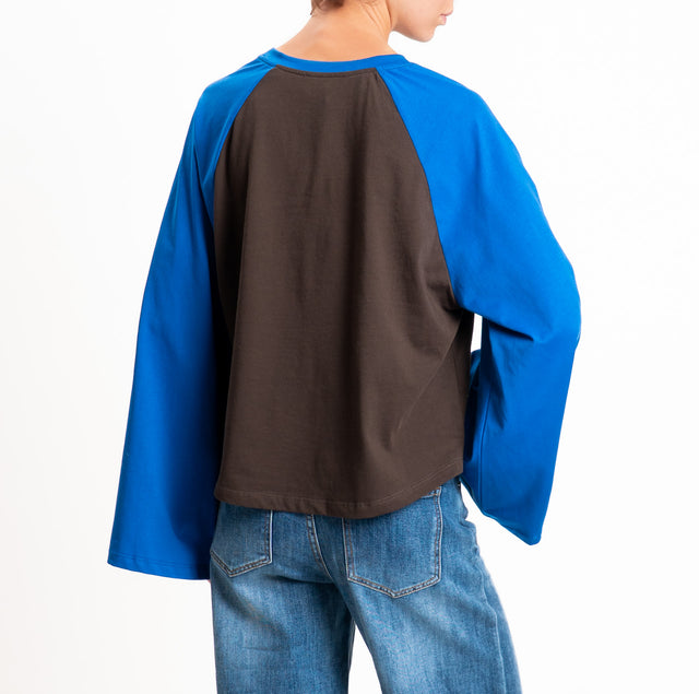 Vicolo-T-shirt bicolore - bluette/moro