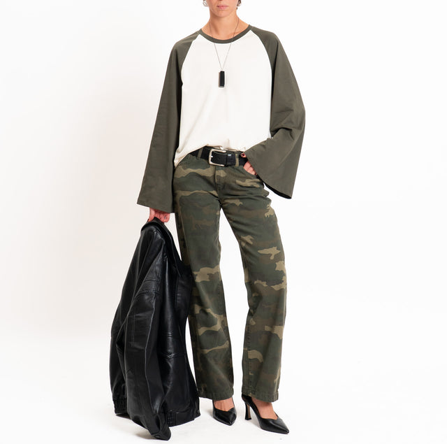 Vicolo-T-shirt bicolore - militare/burro