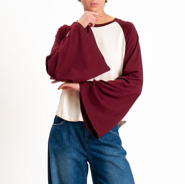 Vicolo-T-shirt bicolore - burro/bordeaux