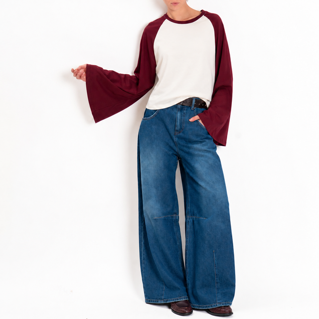 Vicolo-T-shirt bicolore - burro/bordeaux
