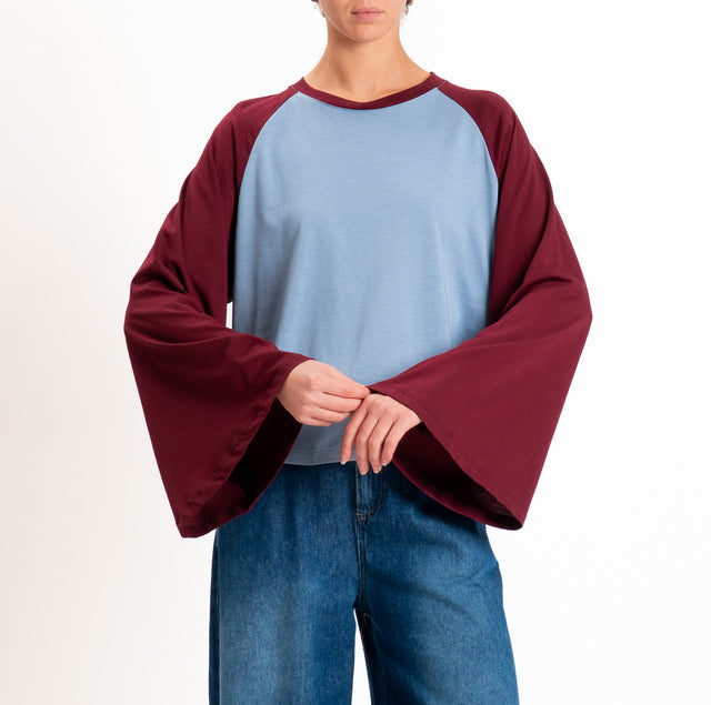 Vicolo-T-shirt bicolore - azzurro/bordeaux