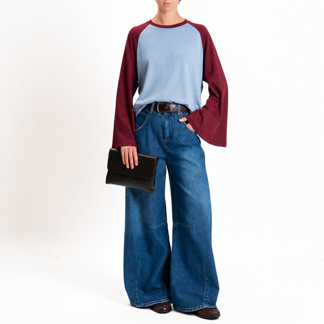Vicolo-T-shirt bicolore - azzurro/bordeaux