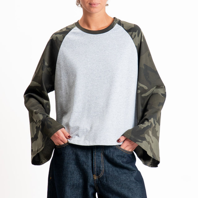 Vicolo-T-shirt manica ampia camouflage - grigio/militare