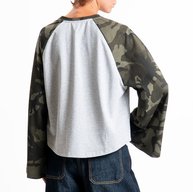 Vicolo-T-shirt manica ampia camouflage - grigio/militare