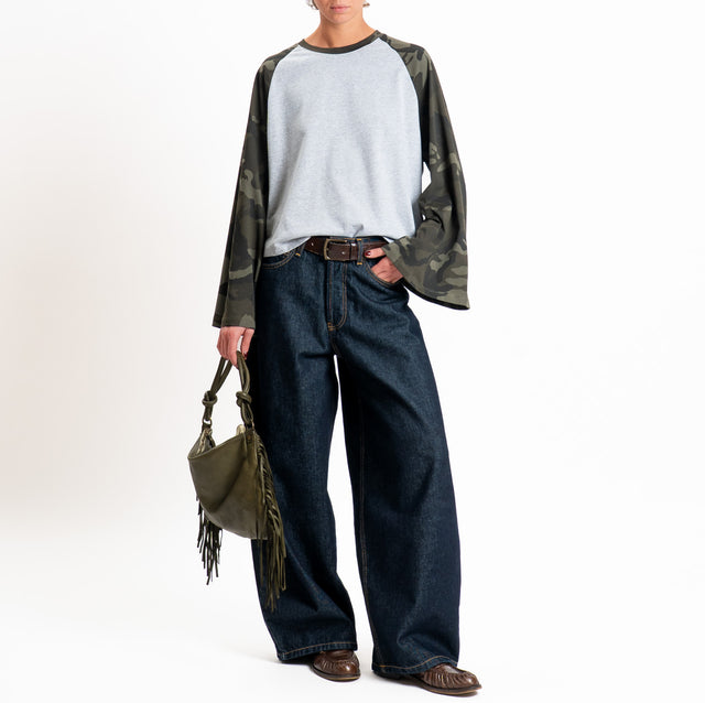 Vicolo-T-shirt manica ampia camouflage - grigio/militare